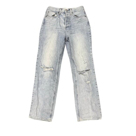 Denim Forum Joni High Rise Loose Jeans Size 25 Distressed Button Fly Aritzia - Picture 1 of 9